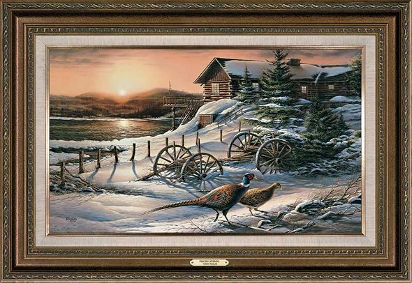 Terry Redlin Framed Encore Canvas: "Peaceful Evening-Pheasants"