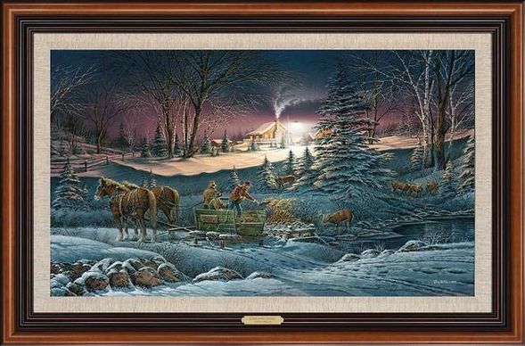 Terry Redlin Framed Master Canvas: "A Helping Hand"