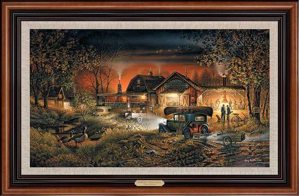 Terry Redlin Framed Master Canvas: "Morning Warm Up"