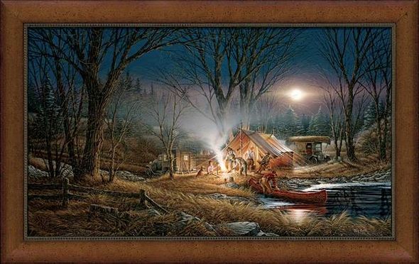 Terry Redlin Framed Museum Canvas: "Campfire Tales"