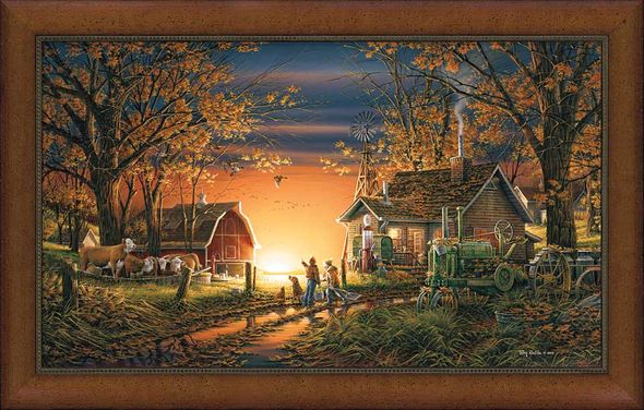 Terry Redlin Framed Museum Canvas: "Morning Surprise"