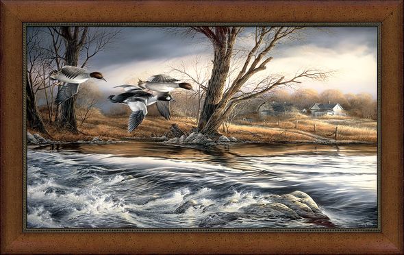 Terry Redlin Framed Museum Canvas: "Rushing Rapids"