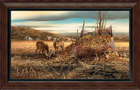 Terry Redlin Framed Museum Canvas: "Sharing the Bounty-Deer"