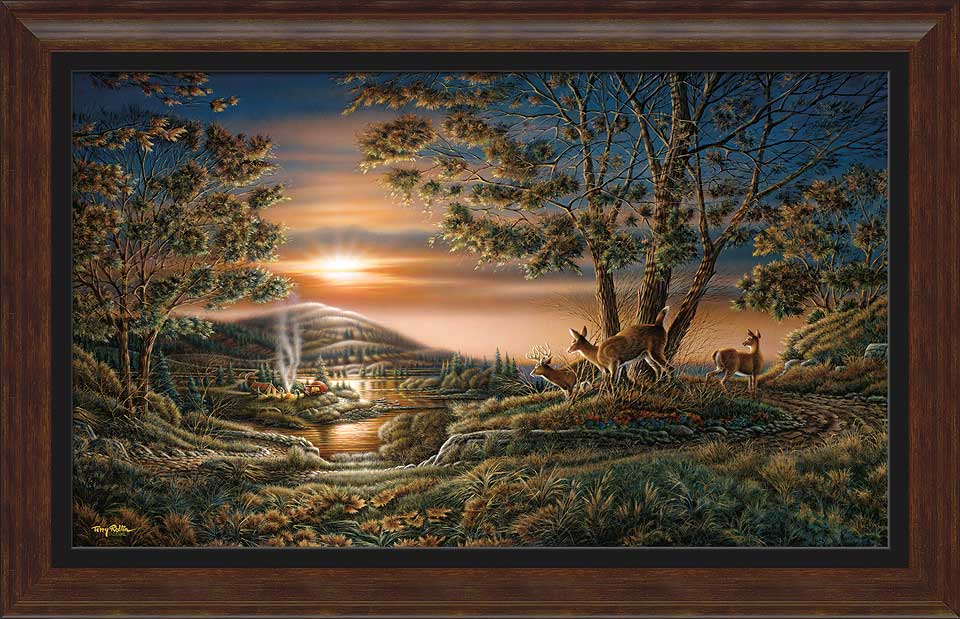 Terry Redlin Framed Museum Canvas: "Sharing the Sunset"