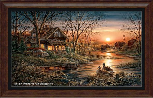 Terry Redlin Framed Museum Canvas: "Shoreline Neighbors"