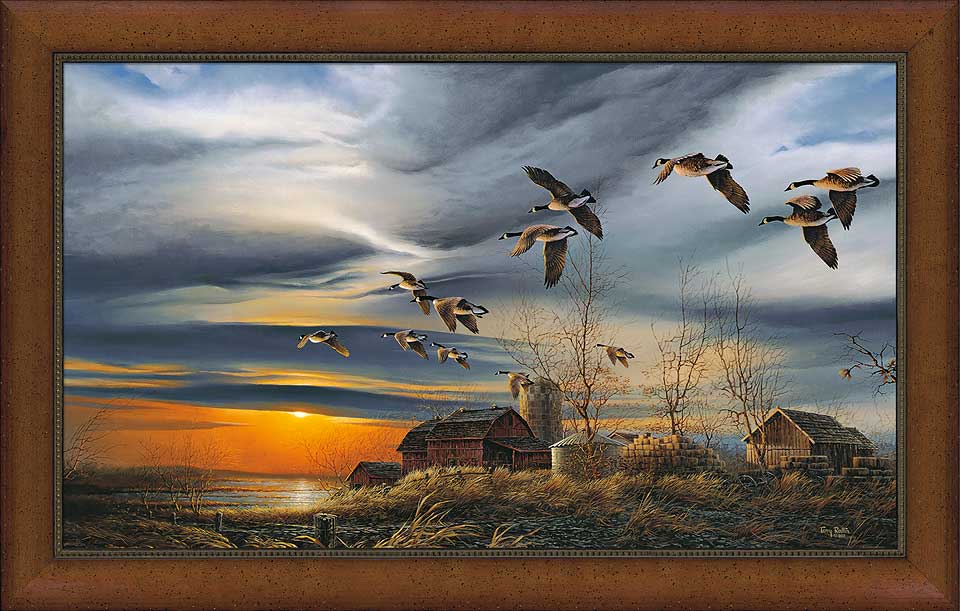Terry Redlin Framed Museum Canvas: "Silent Sunset"