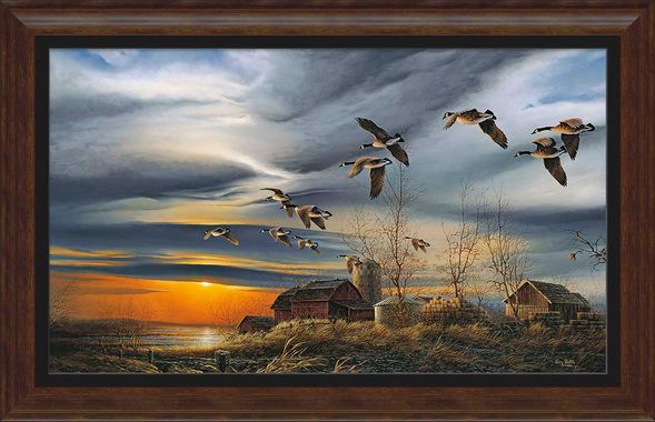 Terry Redlin Framed Museum Canvas: "Silent Sunset"