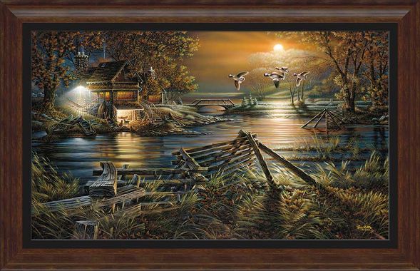 Terry Redlin Framed Museum Canvas: "The Social Hour"