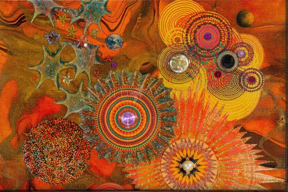 Robert Swedroe Hand Embellished Limited Edition Gallery Wrap Canvas:"Cosmic Firestorm"