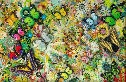 Robert Swedroe Hand Embellished Limited Edition Gallery Wrap Canvas:"Butterfly Oasis"