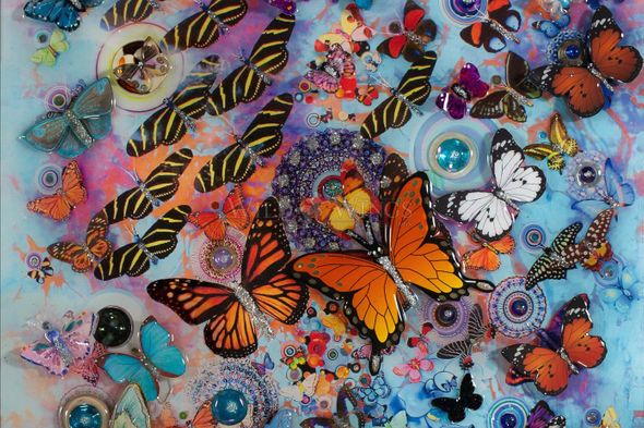 Robert Swedroe Hand Embellished Limited Edition Canvas:"Flight of the Butterflies"