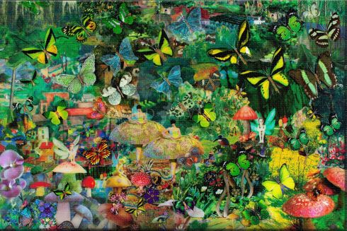 Robert Swedroe Hand Embellished Limited Edition Gallery Wrap Canvas:"Mushroom Dancers" Robert Swedroe Hand Embellished Limited Edition Gallery Wrap Canvas:"Mushroom Dancers"