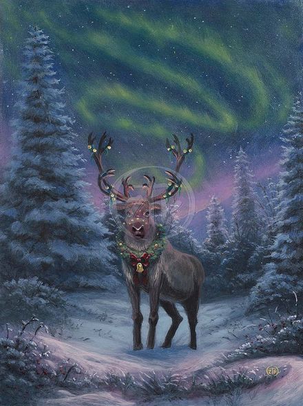 Zac Kinkade Limited Edition Canvas Giclee:"Reindeers Finery"
