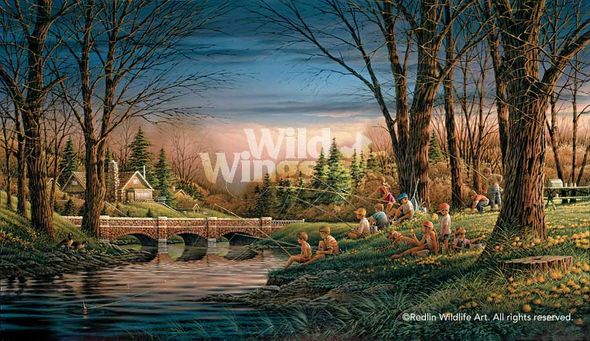 Terry Redlin Hand Signed and Numbered Limited Edition Master Canvas:"Spring Fishing"