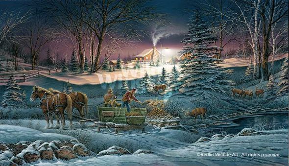Terry Redlin Hand Signed and Numbered Master Canvas Edition: "A Helping Hand"
