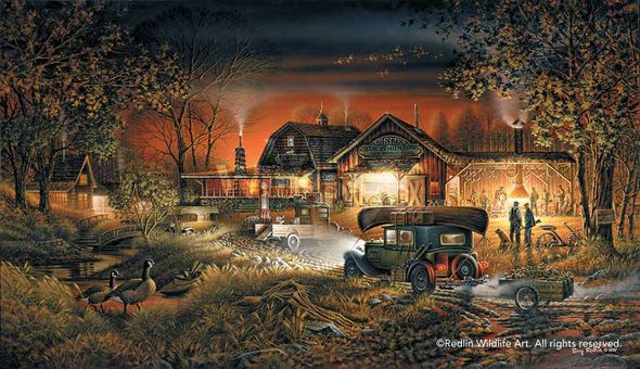 Terry Redlin Hand Signed and Numbered Master Canvas: "Morning Warm Up"