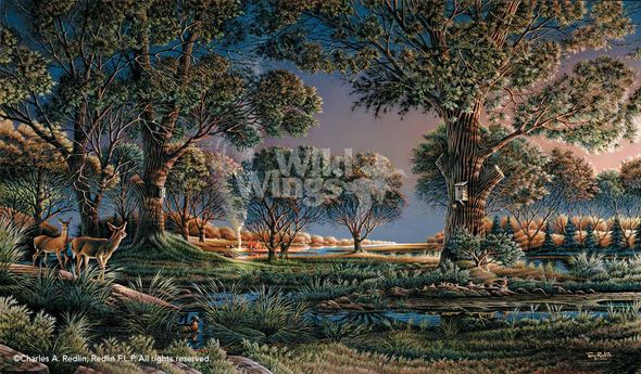Terry Redlin Handsigned and Numbered Limited Edition: "Camping on Sunset Point"
