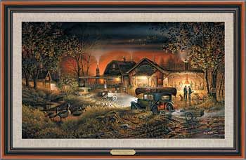 Terry Redlin Handsigned and Numbered Limited Edition: "Framed Morning Warm-Up Canvas"