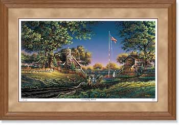 Terry Redlin Handsigned and Numbered Limited Edition: "Oak Framed Good Morning, America!"