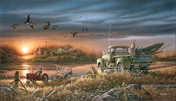 Terry Redlin Handsigned and Numbered Limited Edition: "Patiently Waiting W/ Companion print"
