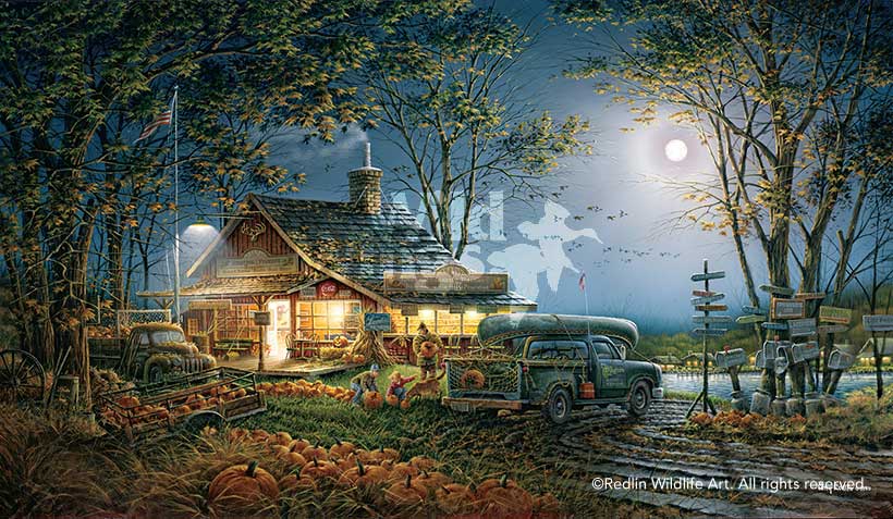 Terry Redlin Artist Signed  Limited Edition Print: "Autumn Traditions"