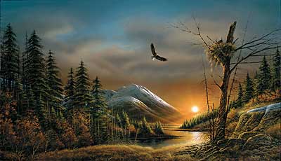Terry Redlin Museum Edition Oversize Canvas:"Flying Free - Bald Eagles"