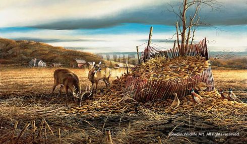 Terry Redlin Museum Edition Oversize Canvas:"Sharing the Bounty - Deer"