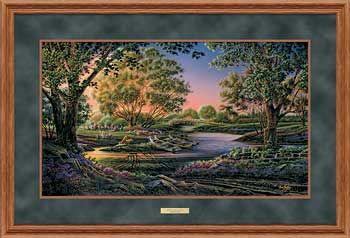 Terry Redlin Open Edition:"Deluxe Oak Framed Spring Morning Elite"