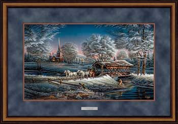 Terry Redlin Open Edition: "Deluxe Walnut Framed Morning Frost Elite"