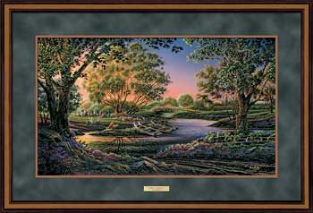 Terry Redlin Open Edition: "Dlx. Walnut Framed Spring Morning Elite"