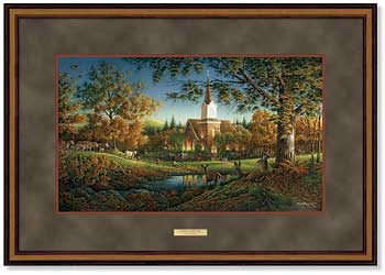 Terry Redlin Open Edition: "Dlx. Walnut Framed Sunday Morning Elite"
