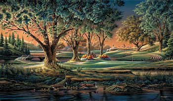 Terry Redlin Open Edition Fine Art: "Spring on the Greens (Canvas Encore)"