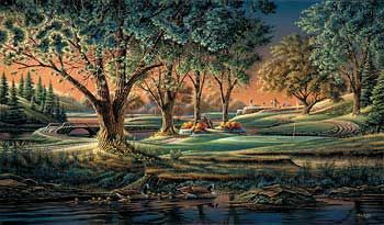 Terry Redlin Open Edition Fine Art: "Spring on the Greens (Canvas Encore)"