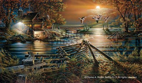 Terry Redlin Oversize Museum Canvas:"The Social Hour"