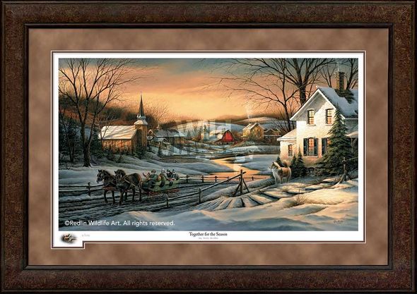Terry Redlin Premium Framed 2016 Limited Edition Holiday Print:"Together for the Season"