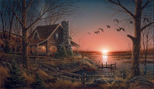 Terry Redlin Signed by the Artist Limited Edition Lithograph on Paper:"Comforts of Home"