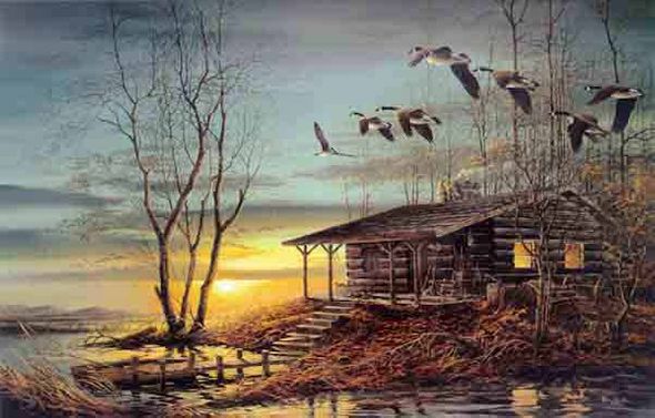 Terry Redlin Signed by the Artist Limited Edition Canvas Lithograph:"Evening Retreat"