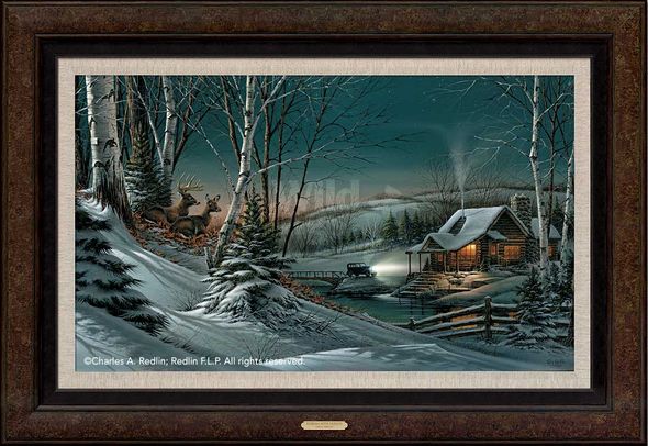 Terry Redlin Signed by the Artist Limited Edition Canvas Lithograph:"Evening with Friends - Framed"