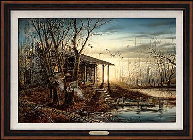 Terry Redlin Signed by the Artist Limited Edition Canvas Lithograph:"Morning Retreat - Framed"