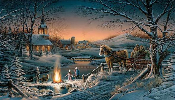 Terry Redlin Signed by the Artist Limited Edition Canvas Lithograph:"Sharing the Evening"