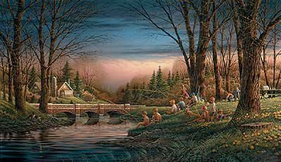 Terry Redlin Signed by the Artist Limited Edition Canvas Lithograph:"Spring Fishing"