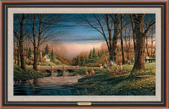 Terry Redlin Signed by the Artist Limited Edition Canvas Lithograph:"Spring Fishing - Framed"