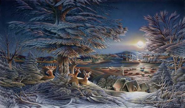 Terry Redlin Signed by the Artist Limited Edition Paper Lithograph:"Evening on the Ice"