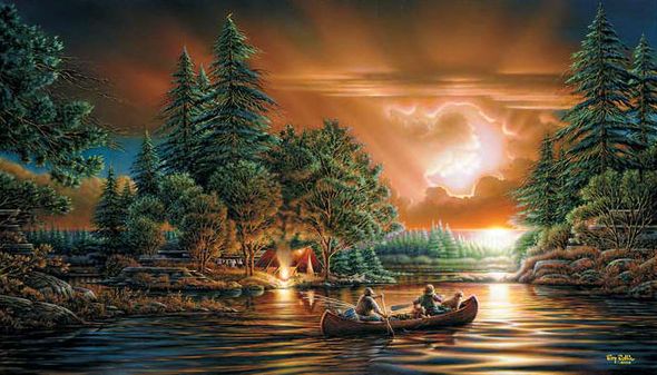 Terry Redlin Signed by the Artist Limited Edition Paper Lithograph:"Evening Rendezvous"
