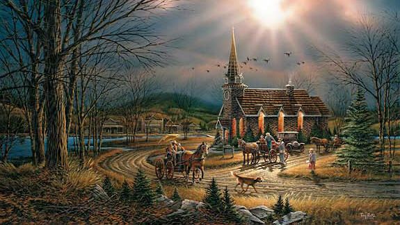 Terry Redlin Signed by the Artist Limited Edition Paper Lithograph:"God Shed His Grace on Thee"