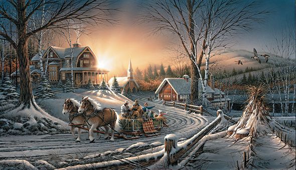 Terry Redlin Signed by the Artist Limited Edition Paper Lithograph:"Pleasures of Winter"