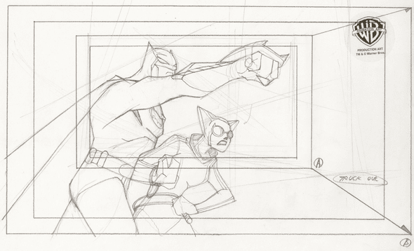 The Batman Original Production Drawing: "Batman and Catwoman"