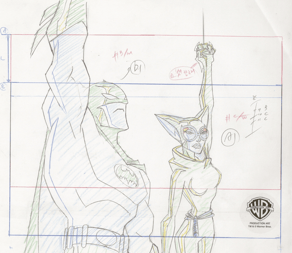 The Batman Original Production Drawing: "Batman and Catwoman"