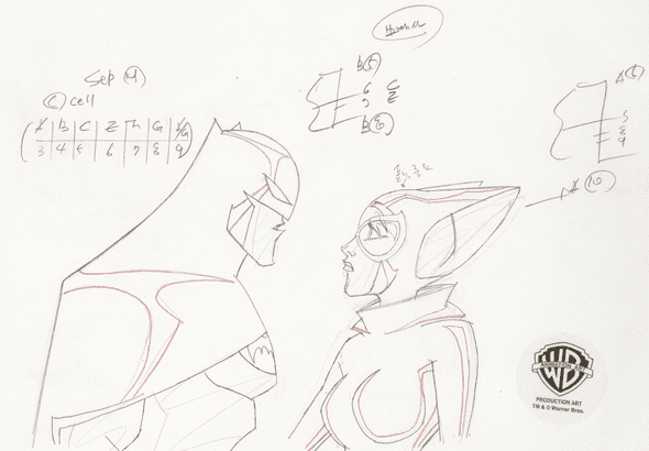 The Batman Original Production Drawing: "Batman and Catwoman"