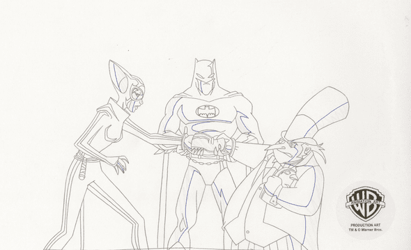 The Batman Original Production Drawing: "Batman, Catwoman and Penguin"